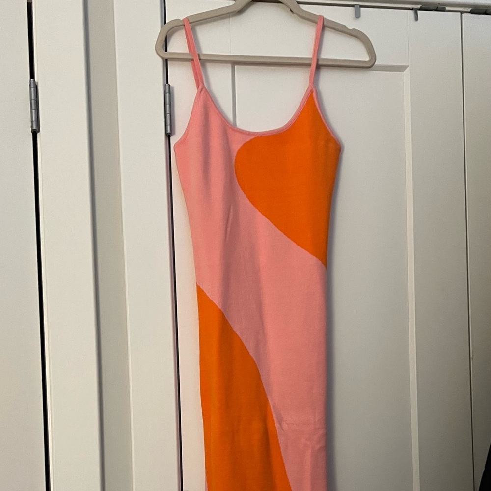 Pink and orange maxi dress